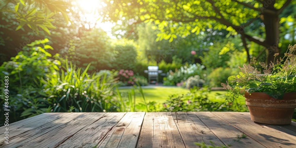 Sunny Afternoon in a Lush Green Backyard Garden Sunny Afternoon in a Lush Green Backyard Garden