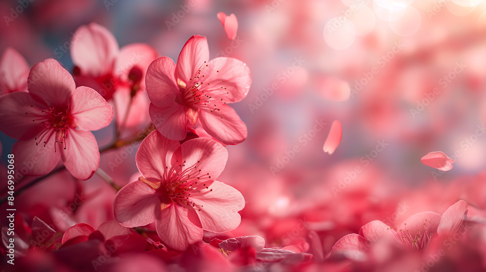 Obraz premium Pink sakura falling petals background