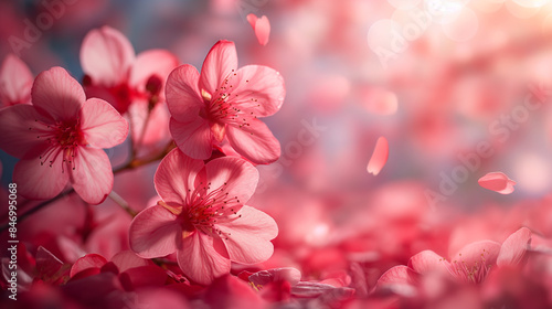 Pink sakura falling petals background