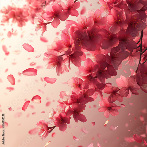 Pink sakura falling petals background