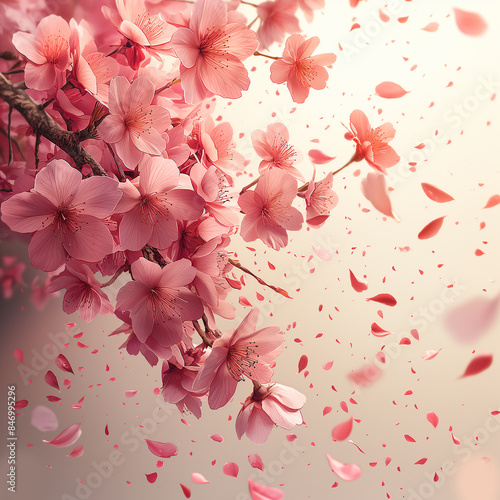 Pink sakura falling petals background