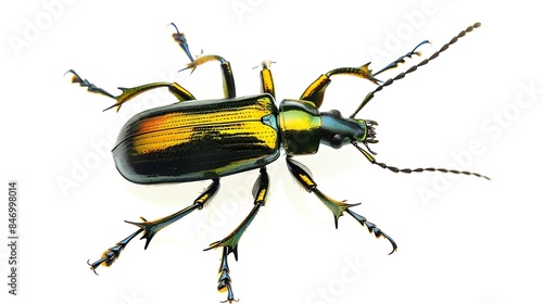 Golden ground beetle Carabus Auronitens from Europe isolated on white : Generative AI photo