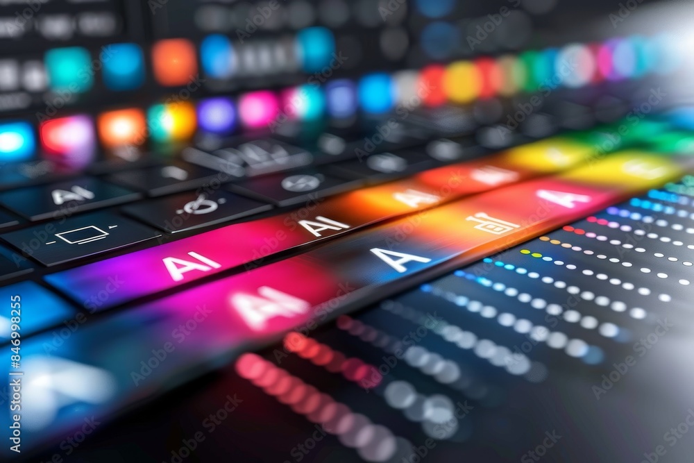 Vibrant AI interface with colorful buttons futuristic technology modern dashboard advanced control panel digital innovation glowing design tech aesthetics interactive display cyber tech Vibrant AI interface with colorful buttons futuristic technology modern dashboard advanced control panel digital innovation glowing design tech aesthetics interactive display cyber tech