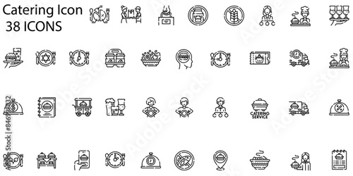 Set of catering icons. Line art style icons bundle. vector illustration
