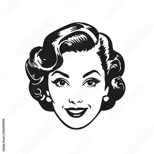 Vintage style illustration of a lovely lady.