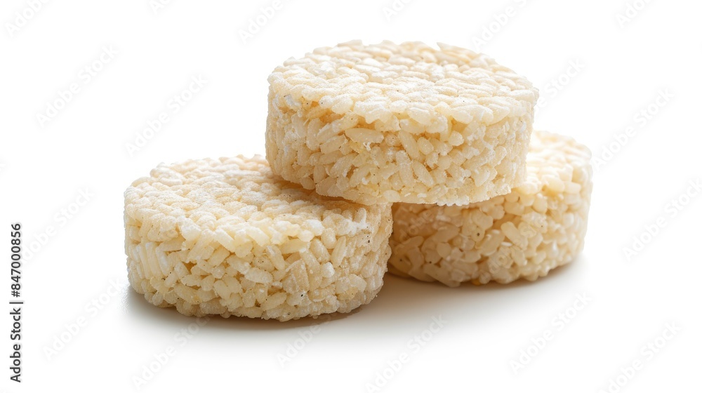 Circular Sugary Rice Biscuit isolated on a white background with a clipping path Circular Sugary Rice Biscuit isolated on a white background with a clipping path