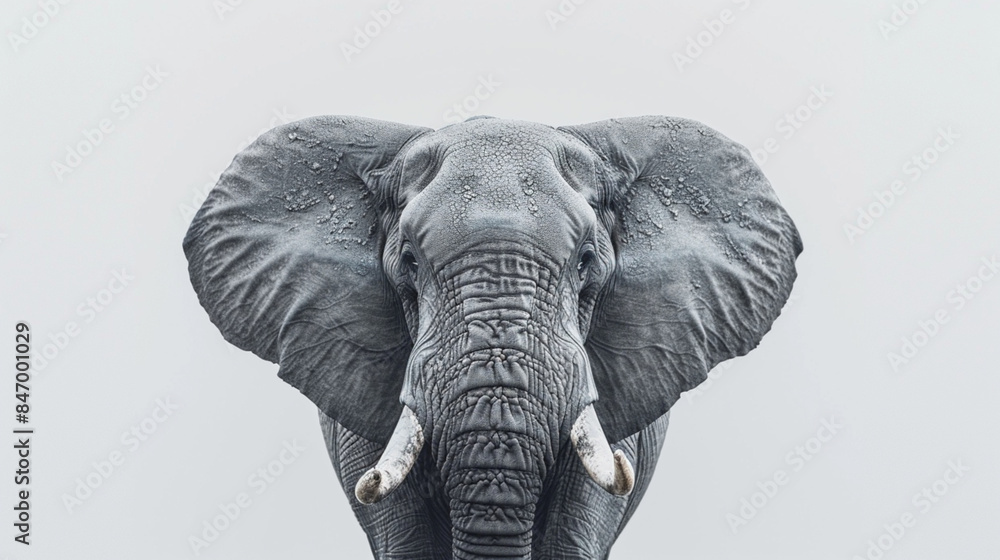 Obraz premium Majestic African elephant isolated on white.