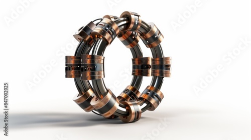 Ring core transformer voltage on a white background