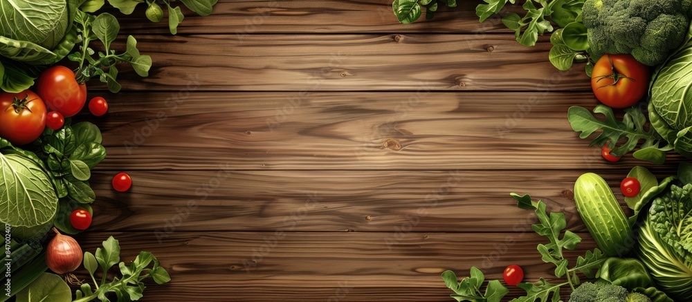Abstract Vegetable Design on Wooden Background Abstract Vegetable Design on Wooden Background