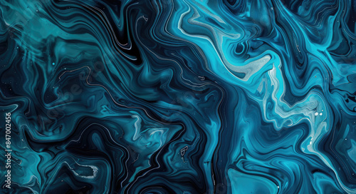 Abstract Blue and Black Background with Beautiful Marbling Design. Created with Ai 