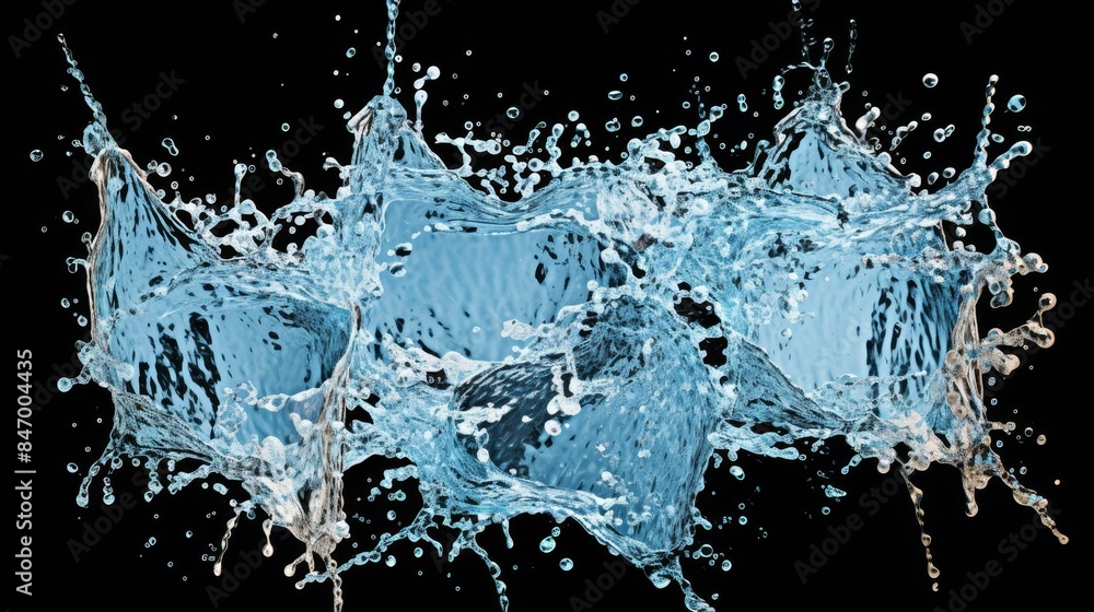 Isolated blue water splashes on white background, cut out for clean design projects Isolated blue water splashes on white background, cut out for clean design projects