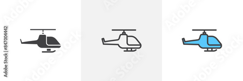 Rescue chopper icon set. Medical helicopter vector symbol. Military sign.