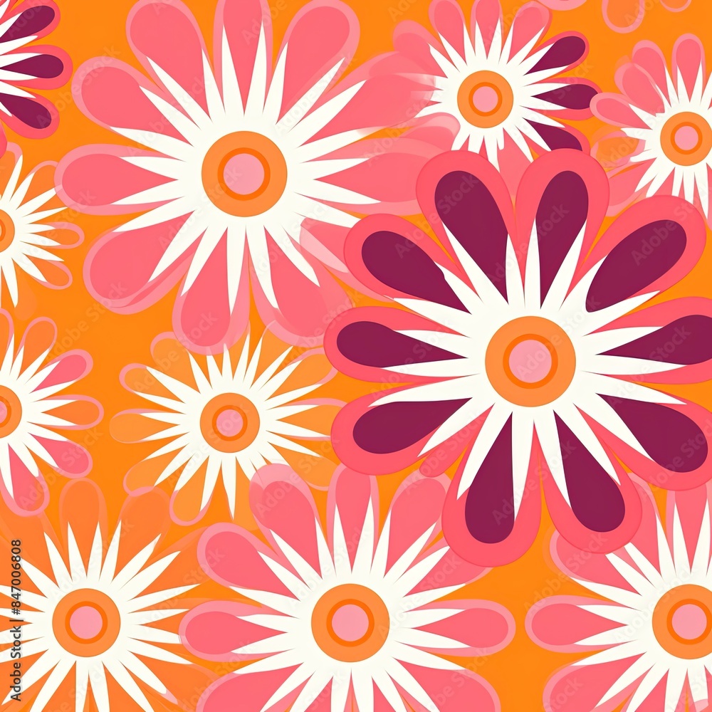 60s/70s pink orange hippy pattern with flowers 60s/70s pink orange hippy pattern with flowers