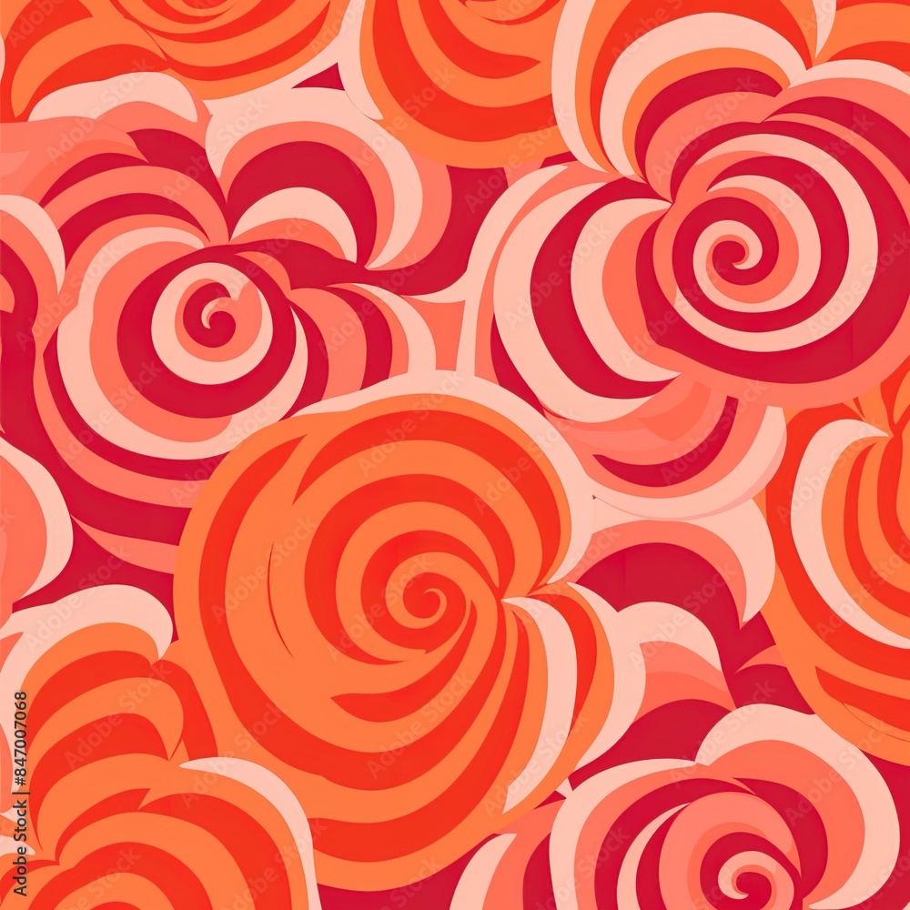 Fototapeta premium 60s/70s pink orange hippy pattern with flowers