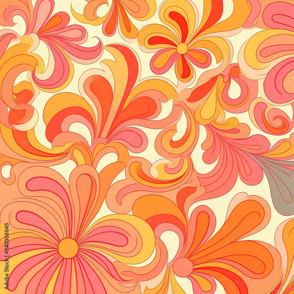 60s/70s pink orange hippy pattern with flowers 60s/70s pink orange hippy pattern with flowers