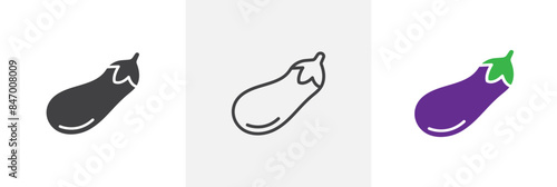 Aubergine icon set. Food and culinary theme vector symbol. Eggplant icon.