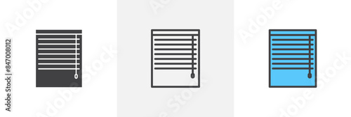 Blinds icon set. Roller window blinds vector symbol for homes.