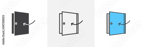 Closed door icon set. Privacy and security vector symbol. Door icon.