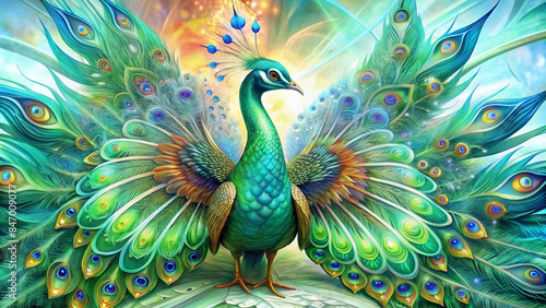 Wallpaper Mural Peacock's wings have beautiful green stripes. Torontodigital.ca