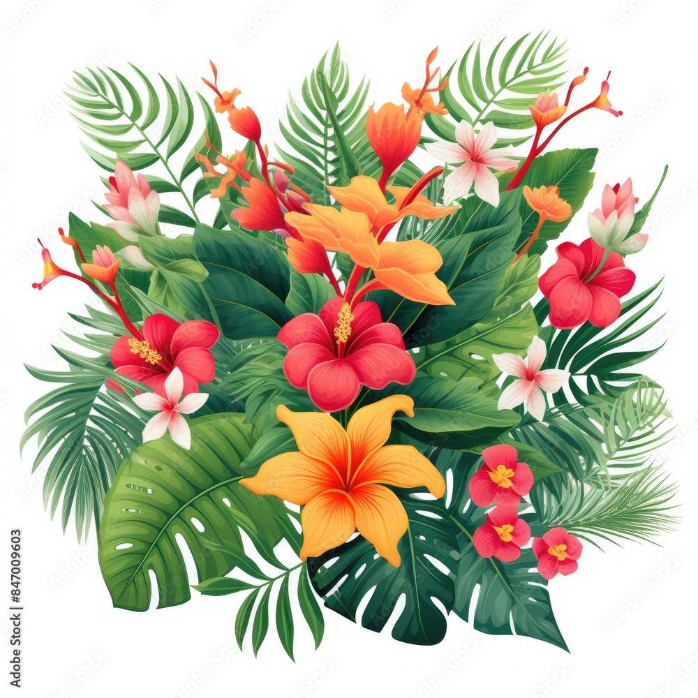 Lush Leaves and Wildflowers Vector Lush Leaves and Wildflowers Vector