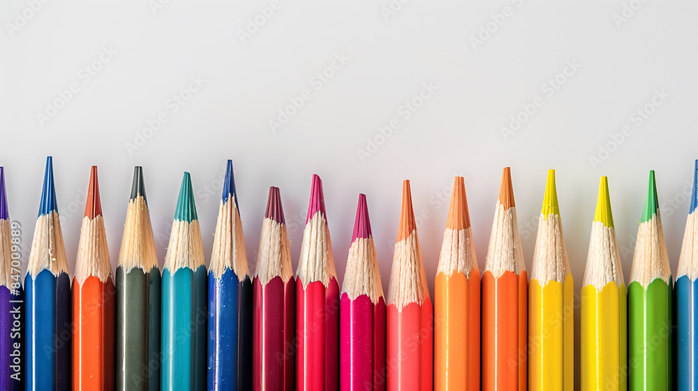 Colorful pencils in various hues against a white background Colorful pencils in various hues against a white background