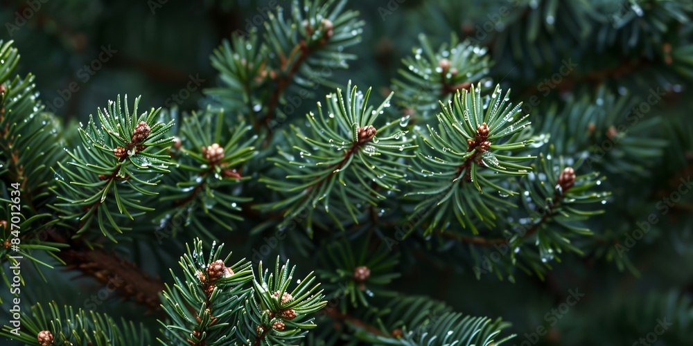 close up of a pine tree with lots of needles and cones on it's branches close up of a pine tree with lots of needles and cones on it's branches