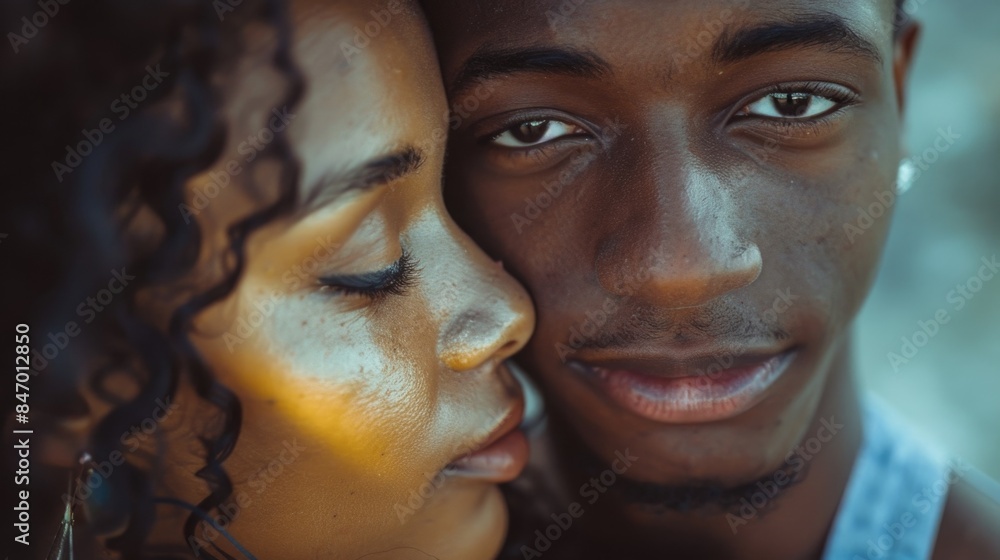 A close-up shot of a man and a woman together A close-up shot of a man and a woman together