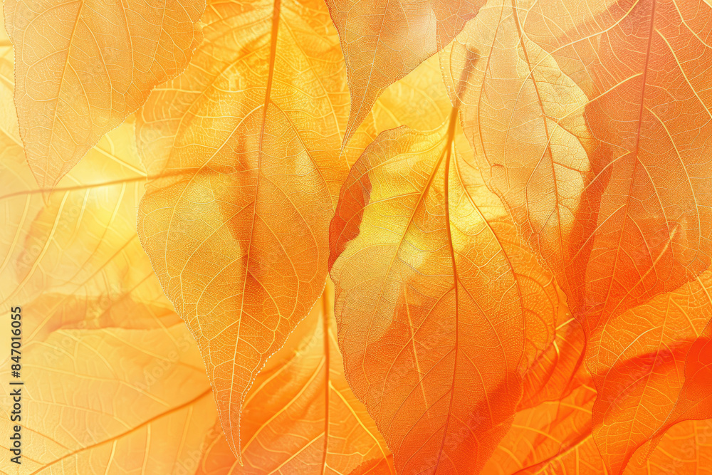 A delicate background of orange and yellow tones with an abstract pattern resembling leaves. Created with Ai A delicate background of orange and yellow tones with an abstract pattern resembling leaves. Created with Ai