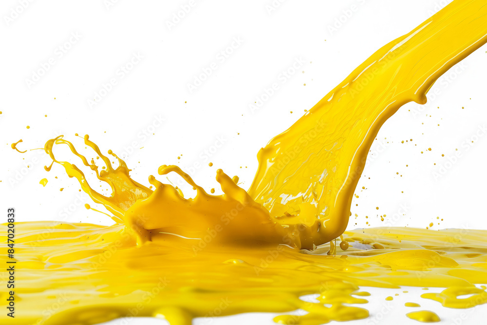 Fotografie Vibrant yellow paint splash against transparent background