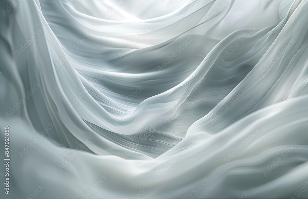 Fototapeta premium White silk fabric with a flowing texture, draped in an elegant and ethereal manner. Created with AI