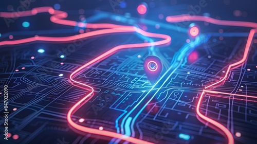 Digital map with ai technology pins  innovating delivery services and future transport logistics