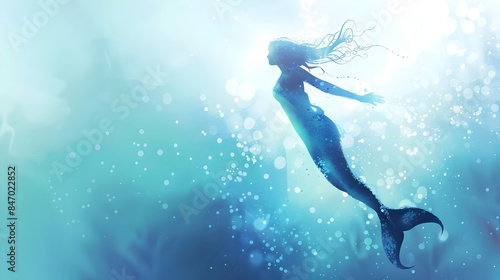 Graceful Underwater Mermaid Dance in Serene Fantasy