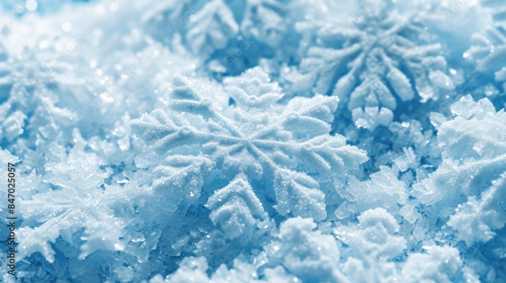 Fototapeta premium A detailed shot of individual snowflakes in mid-air, showcasing their intricate patterns and textures