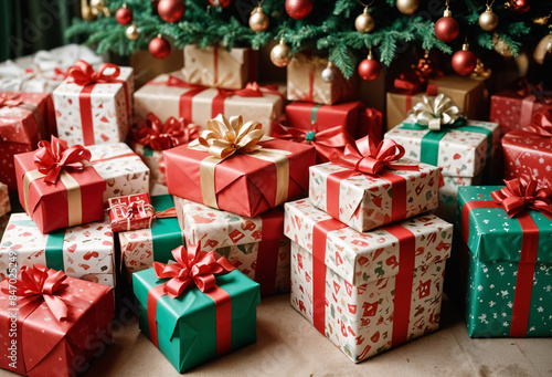 christmas presents on a tree