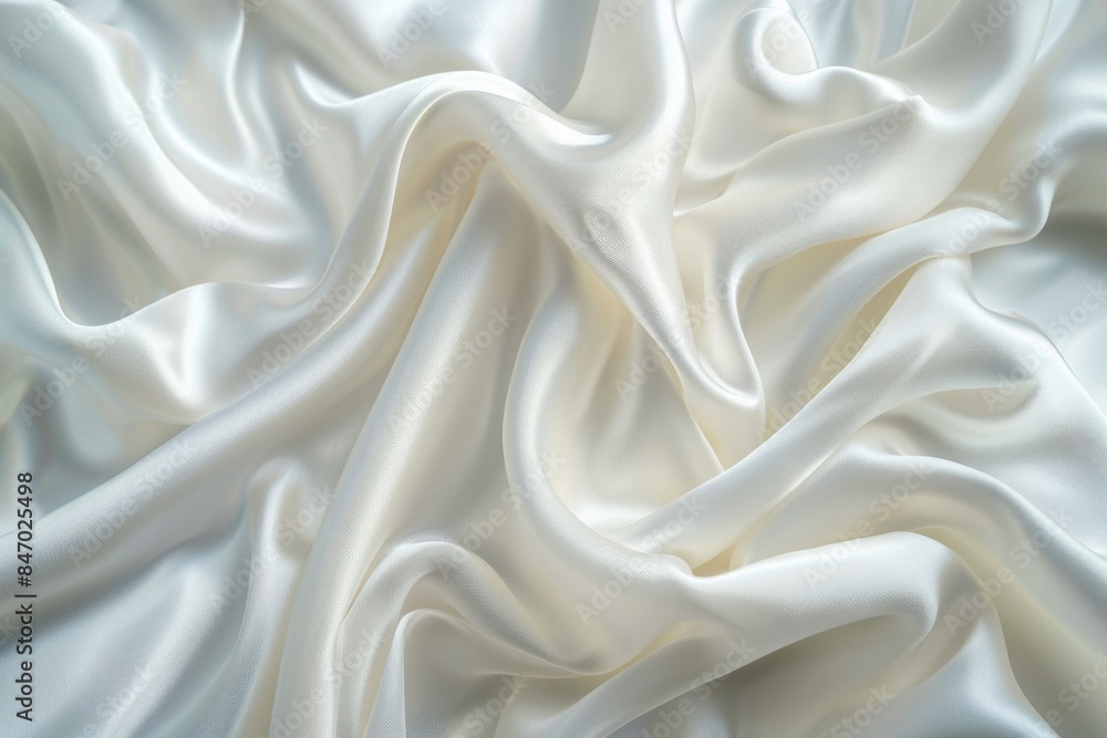 Fototapeta premium Close-up view of white fabric texture with folds and creases