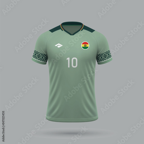 3d realistic soccer home jersey Bolivia national team 2024