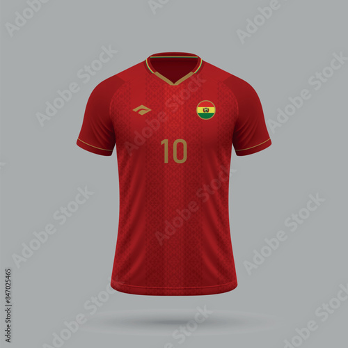 3d realistic soccer away jersey Bolivia national team 2024