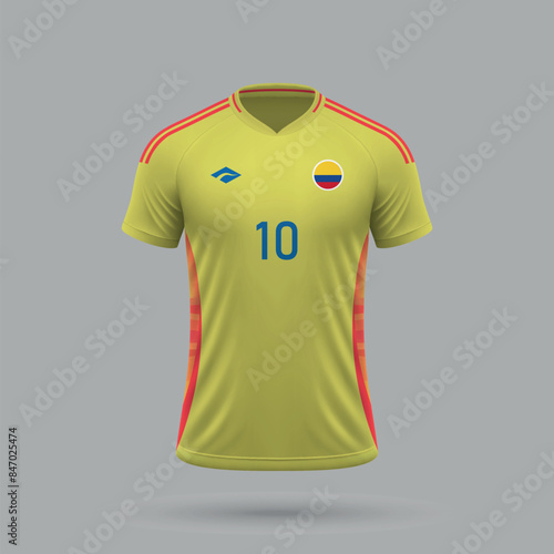 3d realistic soccer home jersey Colombia national team 2024