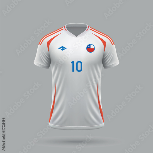 3d realistic soccer away jersey Chile national team 2024