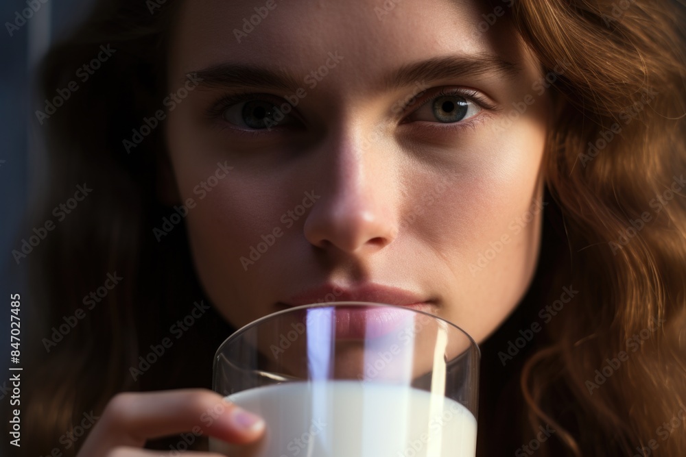 A person enjoying a glass of milk