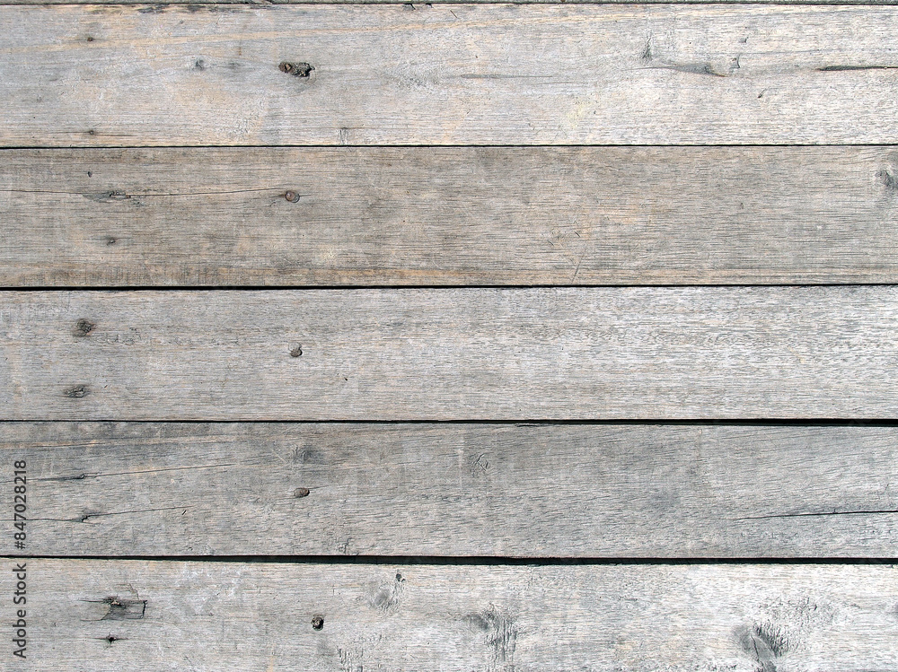 Naklejka premium grey hardwood panel of pier walkway floor, rough textured rustic wood plank