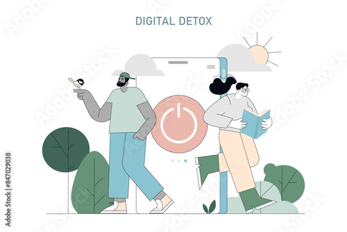 Digital Detox. Flat Vector Illustration