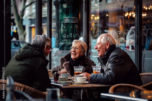 Elderly people having a coffee in London, UK. © Loli