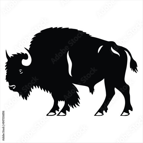 Silhouette bison logo design concept illustration