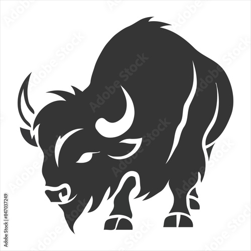 Silhouette bison logo design concept illustration