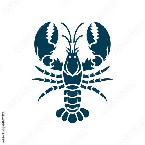 Lobster  fish silhouette Clip art isolated vector illustration on white background