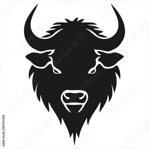 Silhouette bison logo design concept illustration