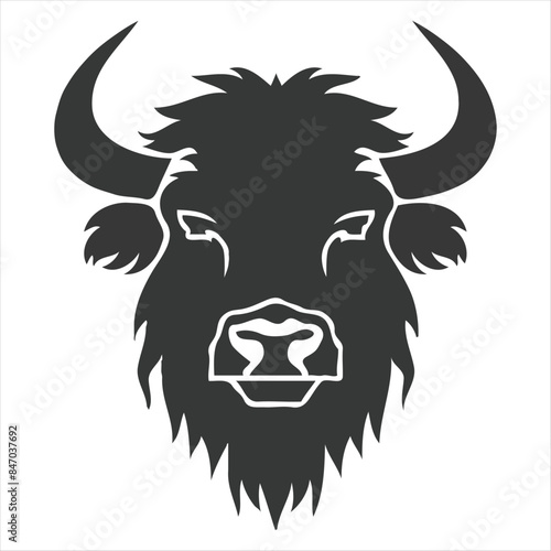 Silhouette bison logo design concept illustration