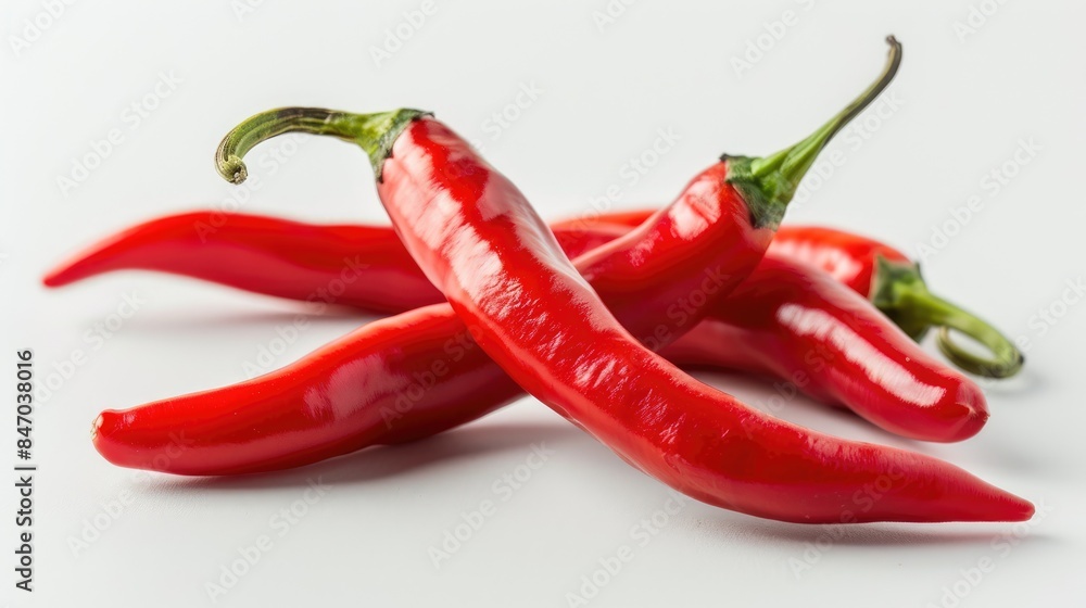 Tasty red chili peppers on a white background Tasty red chili peppers on a white background