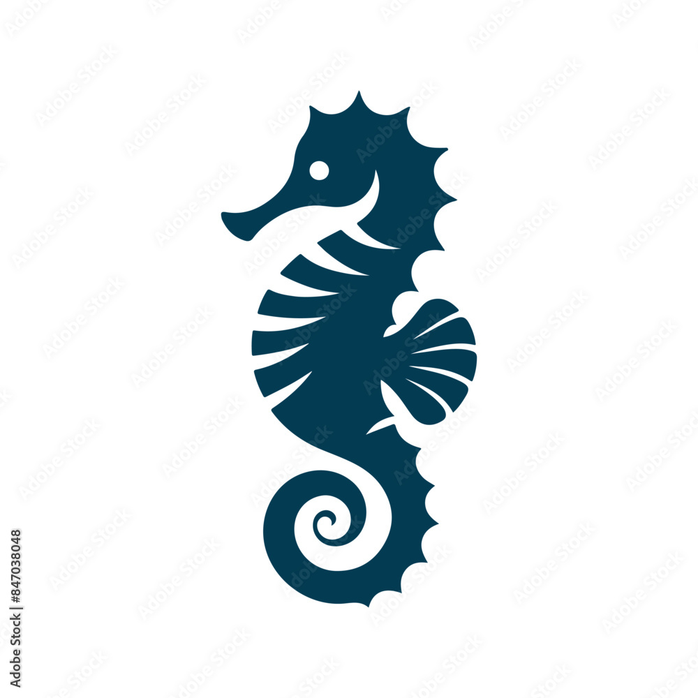 Obraz premium Seahorse silhouette Clip art isolated vector illustration on a white background